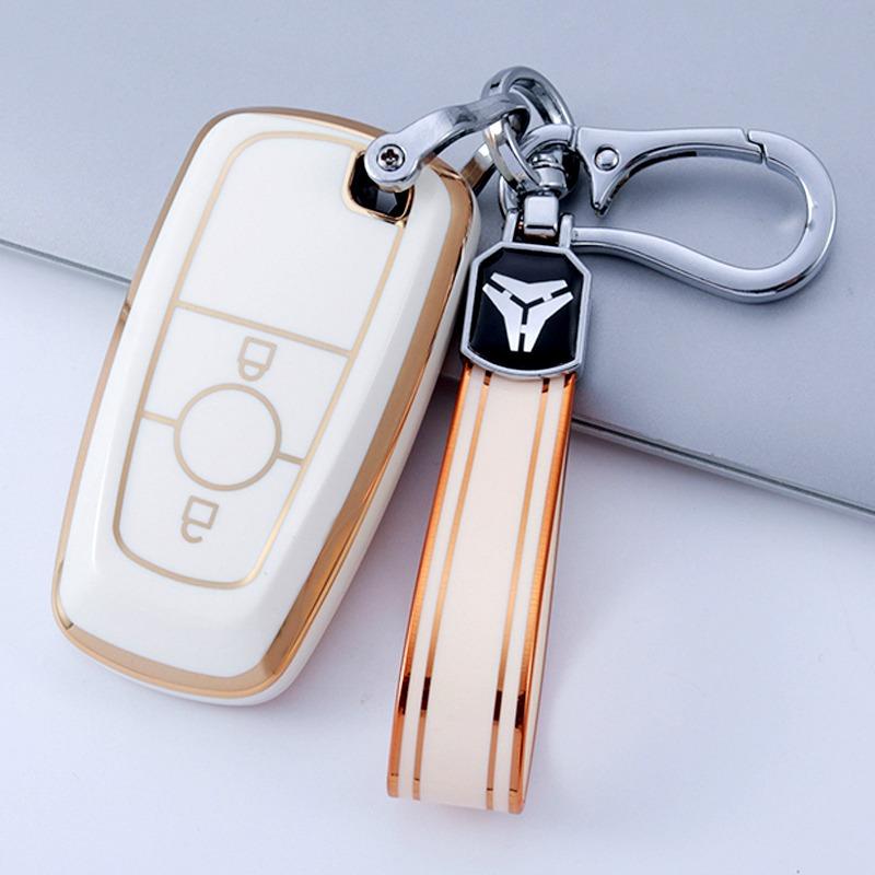Tpu Car Key Case Cover Shell Fob For Ford Edge Fusion Mustang Explorer F150 F250 F350 Ecosport Protector Car Key Holder Keychain
