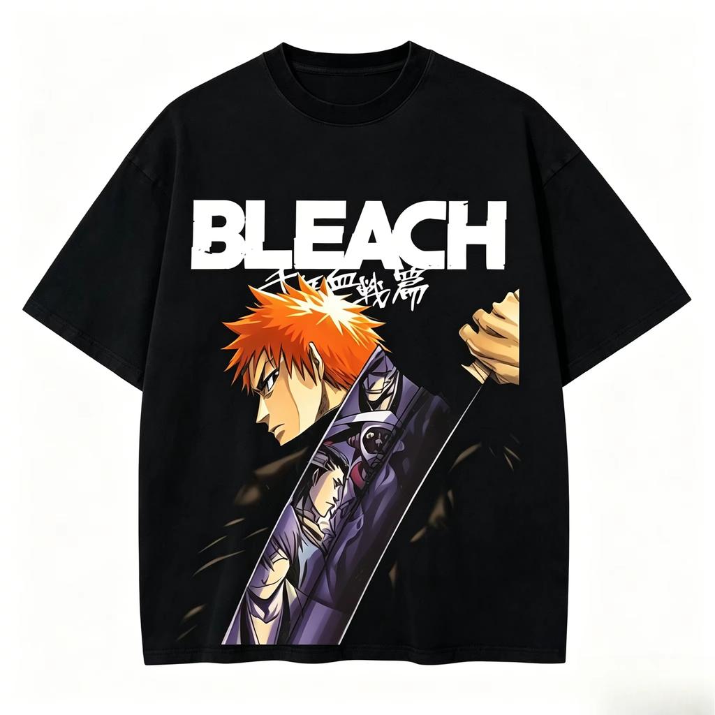 2026 New Hot Bleach Thousand Year Blood War Graphic T-shirt Unisex Harajuku Oversized Casual Loose Crew Neck Summer Tops