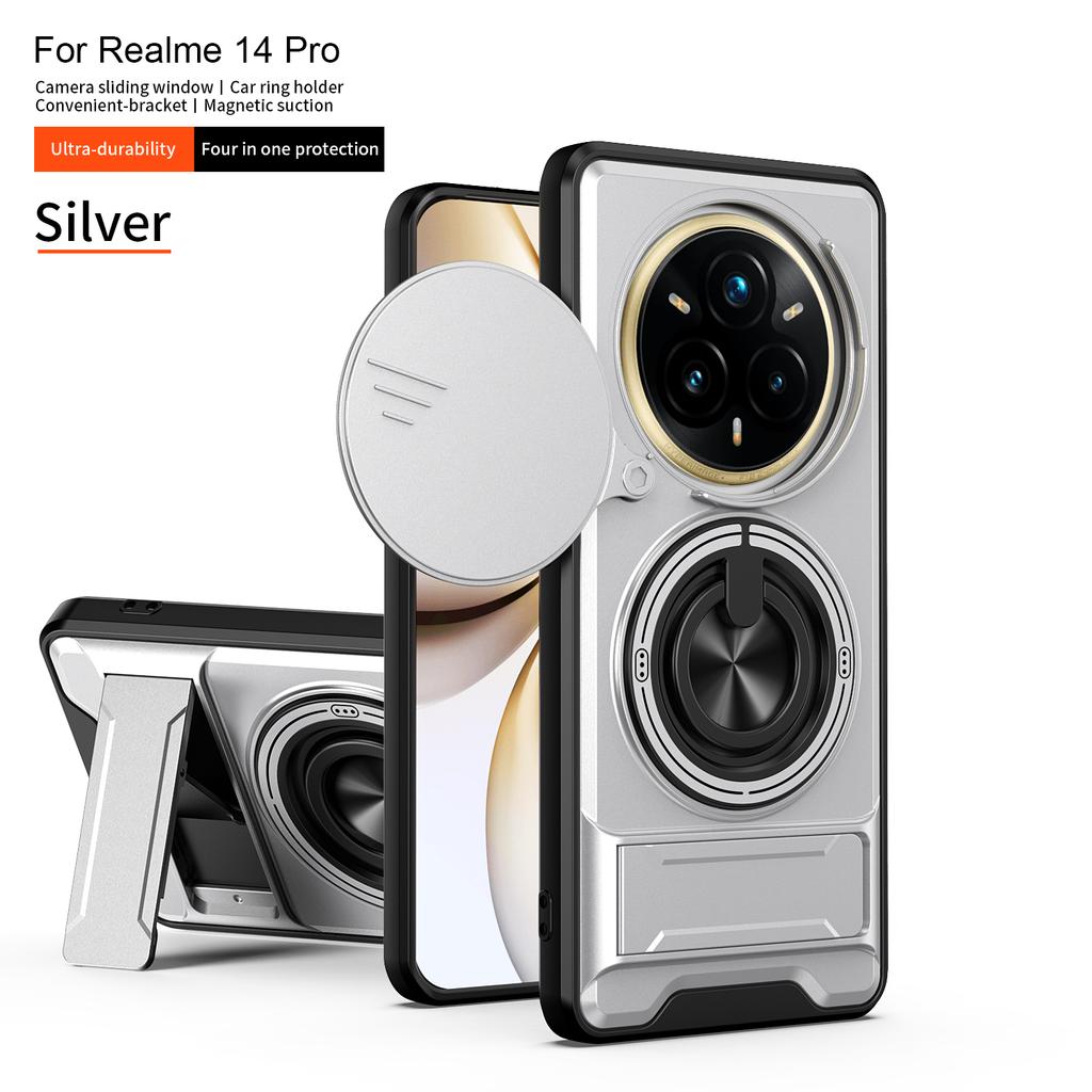 For Realme 14 Pro Case Realme 14 Pro + Plus Cover Phone Case Magsafe Magnetic Fold Holder Military Armor Camera Protection Cover