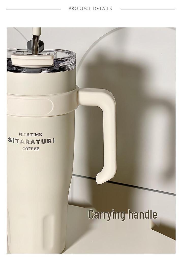 Stylish Large Capacity Stainless Steel Thermos Cup with Handle for Couples