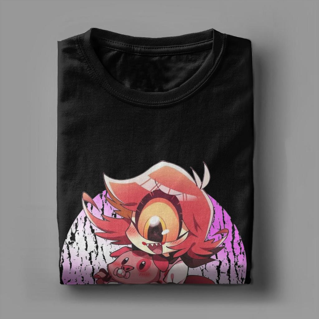 Niffty Hazbins Hotels Anime T Shirts for Men Pure Cotton Funny T-Shirt Round Collar  Tees Short Sleeve Tops 4XL 5XL