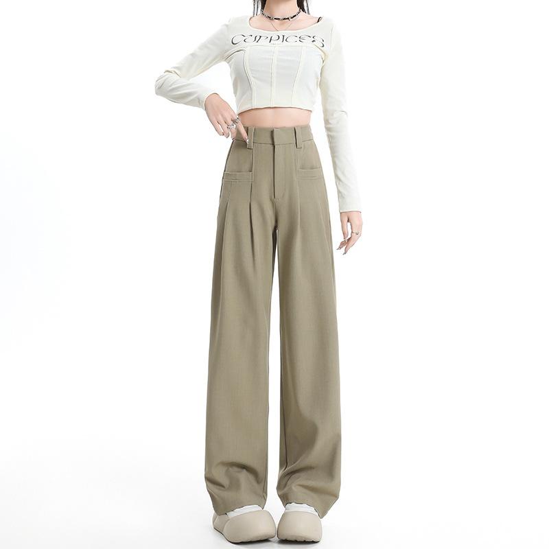 Gray Suit Pants for Women In Autumn Style High Waist Slimming Draped Straight-leg Pants Casual Pants for Women In Autumn Wide-leg Pants