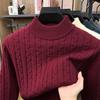 Mens Wool Blend Half Turtleneck Knit Sweater With Jacquard Warm Thick Long Sleeve Casual Pullover Winter