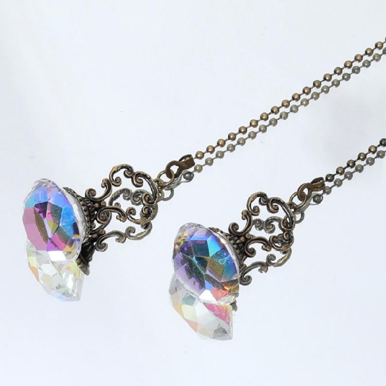2PCS Bronze Crystal Pendant Home Decoration Car Trim Ceiling Fan Chain Extender Crystal Prism Drop Lamp Pendants