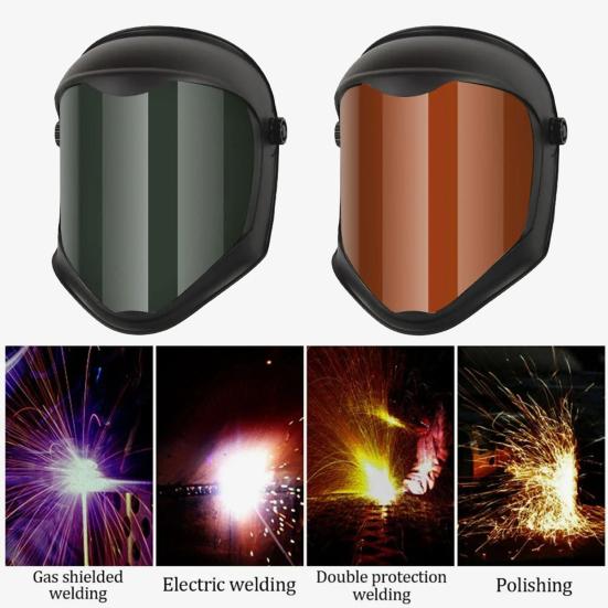 Welding Mask Anti-Fog Protective Full Shield Splash Resistant Adjustable Safety Face Shield with High-Temperature PC Frame Welding Helmet for Work
