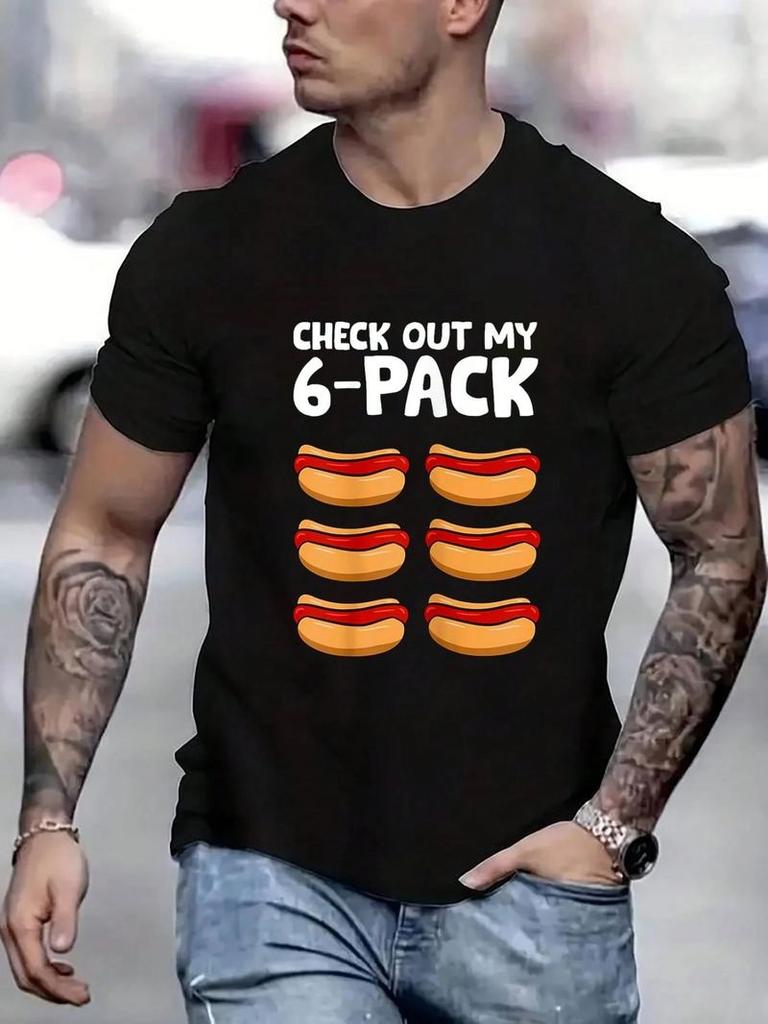 Vintage Graphic TShirt Hotdog Six Pack Humor Design Casual Summer Wear For Unisex And Friends Gifts