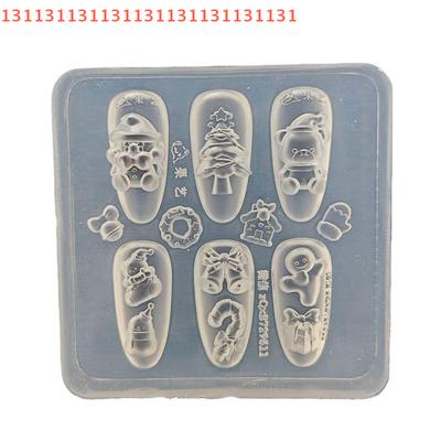 Santa Claus Bear Snowflake Design DIY Manicure Decoration Transparent Creative Festive NailChristmas 3D Nail Art Silicone Molds