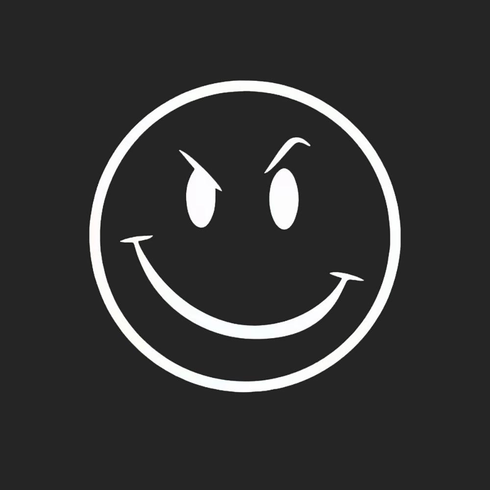 

Die-Cut Vinyl Decal For Evil Smiley Face Car Sticker Waterproof Auto Decors on Car Body Bumper Rear Window Laptop 15X15CM білий