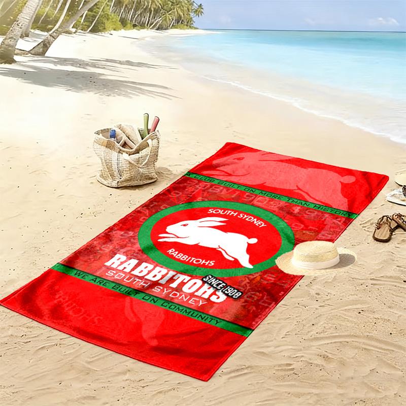 Rabbitohs Print Beach Towel, Large Soft Quick Dry Towel for Beach Camping Swimming