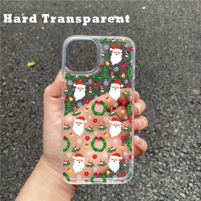 Luxury Cartoon Christmas Clear Phone Cases for IPhone 7 16 11 12 13 14 15 PRO MAX PLUS XSMAX MINI XR X Simple Santa Clear Case