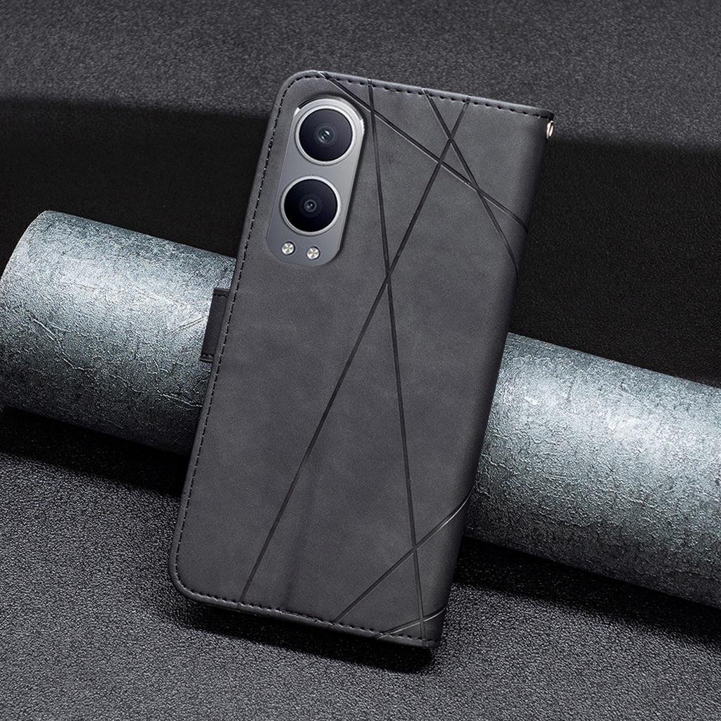 BINFEN COLOR For OnePlus Nord CE4 Lite 5G/Oppo K12x 5G (China) Phone Cases Wallet Stand Geometry Imprinted Leather Cover