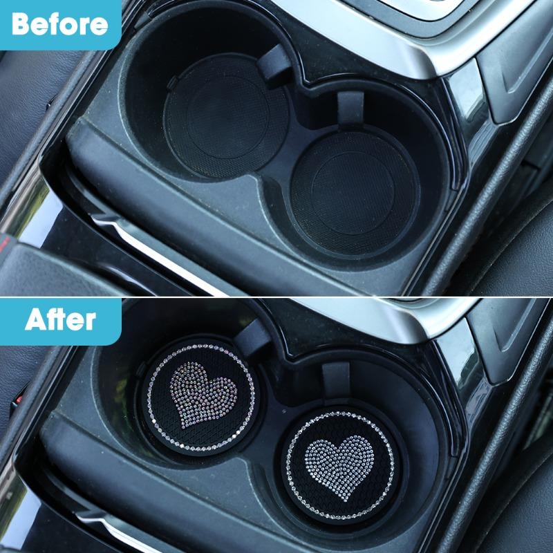 Sottobicchiere a Diamante a Forma di Cuore per Auto Portabicchieri Automatico Tappetino Antiscivolo in Silicone Accessori Decorativi per Interni Auto