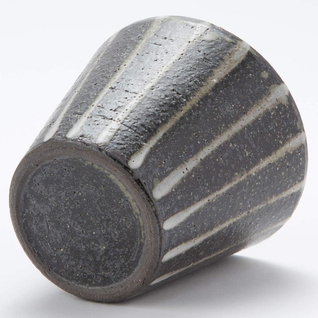 Shigaraki Ware Hechimon Rock Cup with Waterfall Stripes