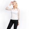 European Style Women Perspectiv Lace Patchwork Turn-Down Collar Elegant Long Sleeve Shirts