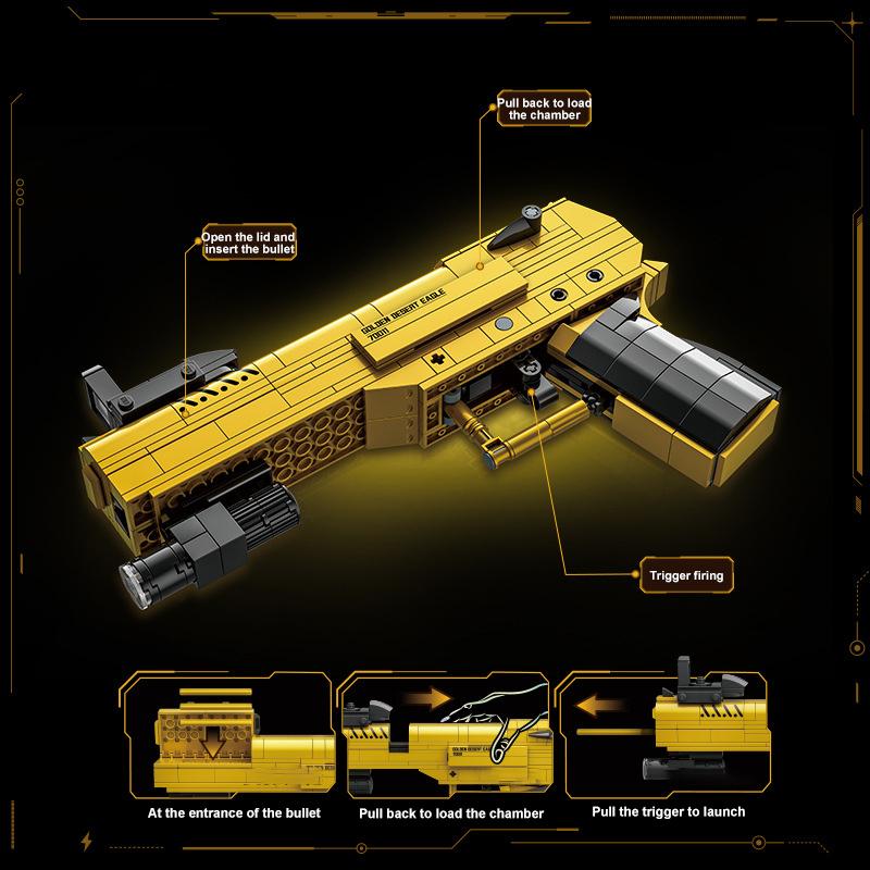 Pistol de Asalt Militar Tehnic Golden Desert Eagle M416 Model Blocuri de Construcție Joc WW2 Pistol Dragon Cărămizi MOC Jucării Pentru Copii Cadou