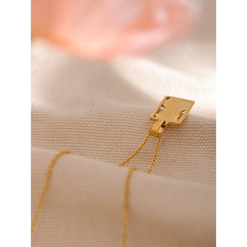 Eetit Statement Body Square Pendant Stainless Steel Statement Necklace Gold Color Texture Metal Personalized Jewelry 2023