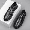 Fashion Metal Buckle Genuine Leather Loafers for Men Business Wedding Leather Shoes Soft Soled Casual Shoes Comfortable Driving Shoes