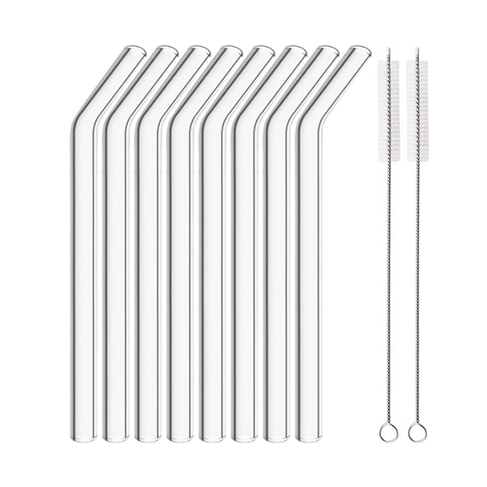 High Borosilicate Glass Straw Set Reusable Straw 12mm Wide Smoothie Straw for Bubble Tea Milkshakes Drinking for Bar Accessories