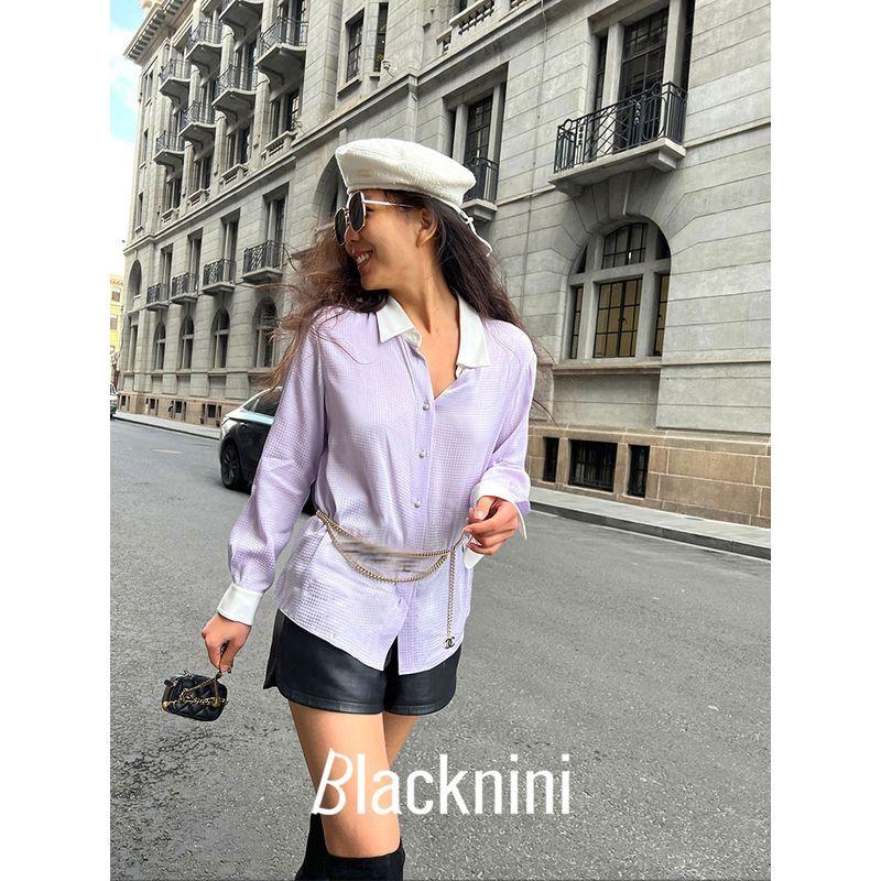 

Blacknini Инь Хуафу/И Го Тутовый шелк 6А Жаккардовый саржевый шелк с застежкой-пуговицей (Два цвета) White L