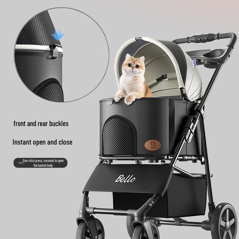 Pet Stroller with Universal Wheels and Rain Cover for Small Dogs