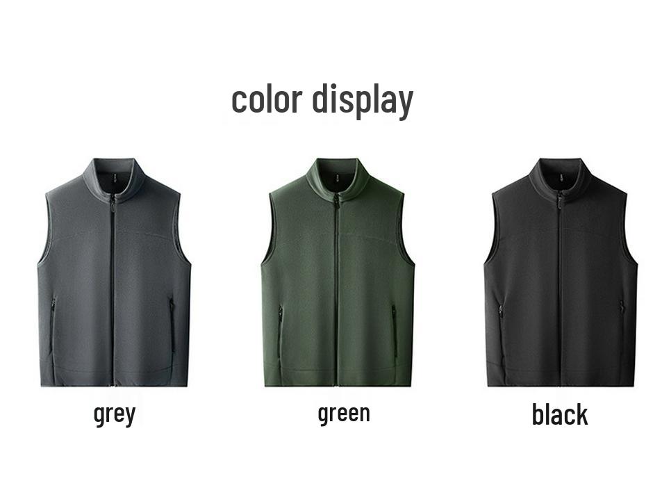 2025 Men's Stand-Up Collar Fleece-Lined Zipper Vest - Warm, Fashionable & Versatile for Autumn/Winter