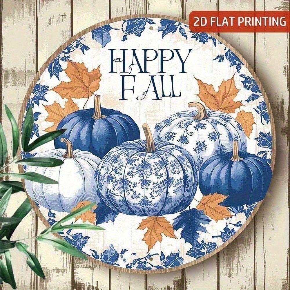 Vintage Fall Pumpkin Metal Wall Art, Autumn Leaf Decor for Country Home