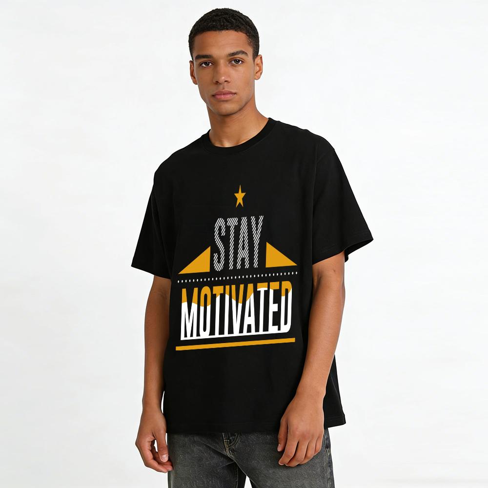 Vintage Star Letter Print Casual Crew Neck T-Shirt Pure cotton T-shirt