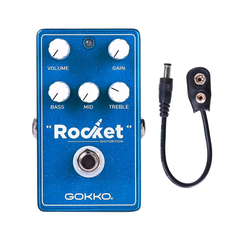 The GOKKO Rocket distortion pedal features and treble true and a wide range of tones from classic overdrive to modern making it a versatile guitar