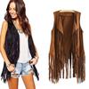 Women Autumn Winter Suede Ethnic Sleeveless Tassels Fringed Vest Cardigan 