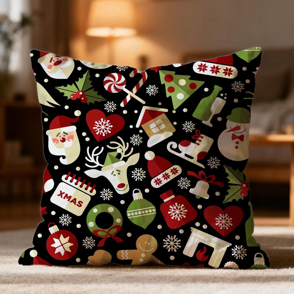 

Fashion Christmas Tree Cushion Cover Soft Washable Pillow Case Multi-Scene for Couch Bed Travel Office Use 30cmx30cm