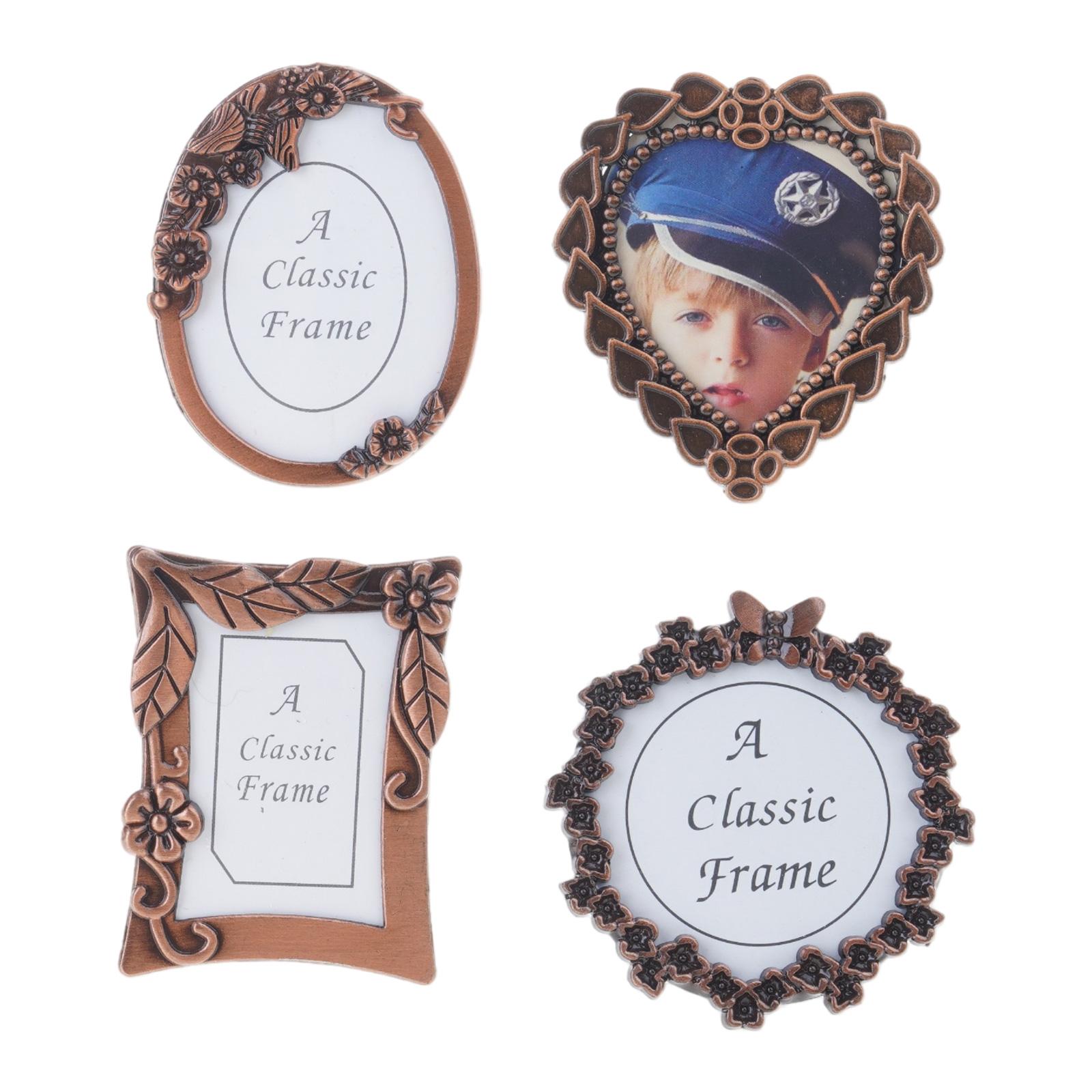 

4Pcs Mini Retro Picture Frame Tiny Metal Picture Frame Antique Wallet Frame for Tabletop Display Mini Wallets Frame