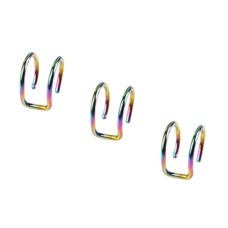 Stainless Steel Geometric Double Circle Non-Pierced Ear Clips