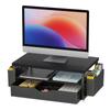 2-Tier Computer Monitor Stand Riser with Drawer and 2 Pen Holders Desk Organizer Desk Monitor Riser for Office Supplies
