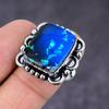 Blue Triplet Opal Gemstone Handmade 925 Sterling Silver Jewelry Ring Size 8 K4B79