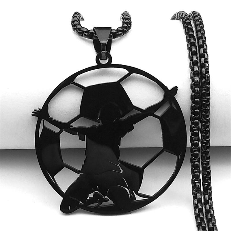 Soccer Football Goalkeeper Necklace For Women Men Stainless Steel Gold Silver Color Sports Spirit Chain Jewelry Gifts Collar