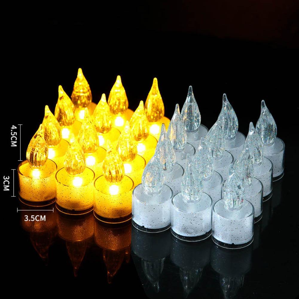 24Pcs Romantic with Battery Candles Light LED Acrylic Electronic Candle Flameless Candle Lamp Home