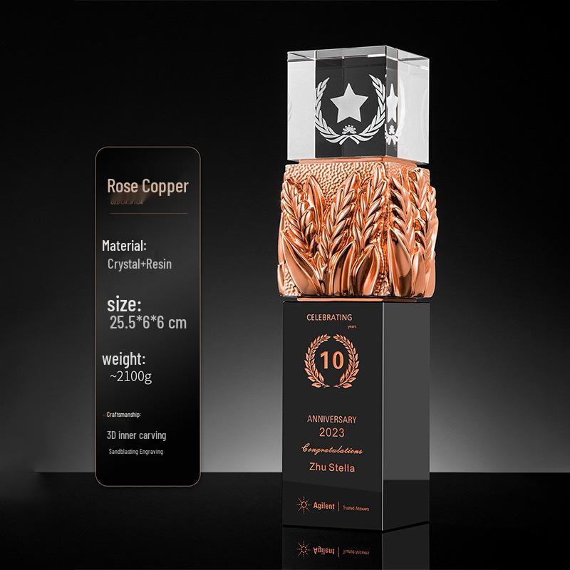 2025 Custom Crystal Trophy for Outstanding Employee or Team at Annual Company Events