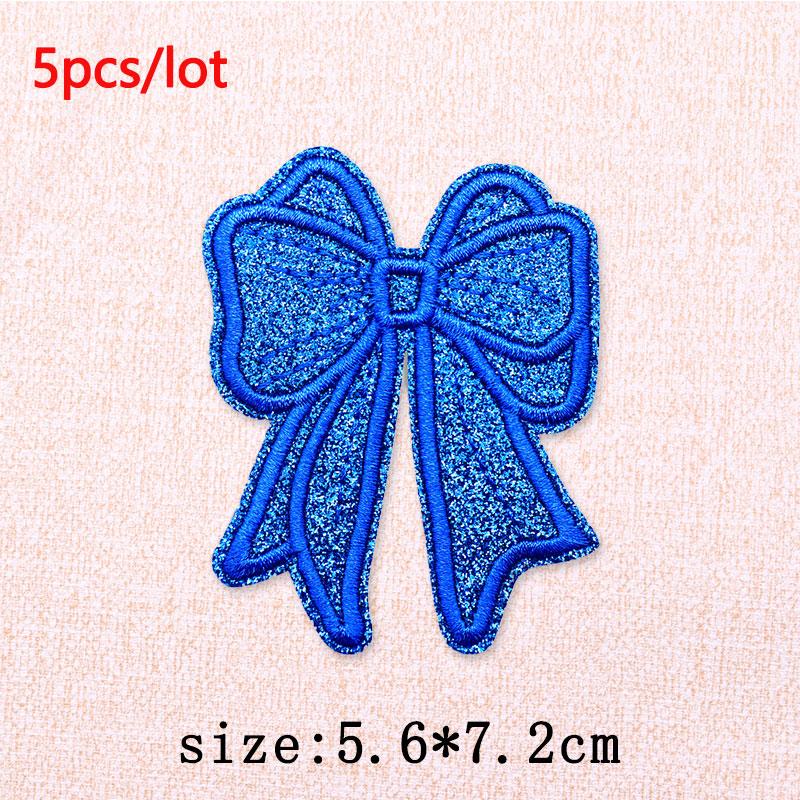 5Pcs/Lot Glitter Butterfly Bow Iron on Patches - Embroidered Patches on Clothes Bags Hats Jackets Decor