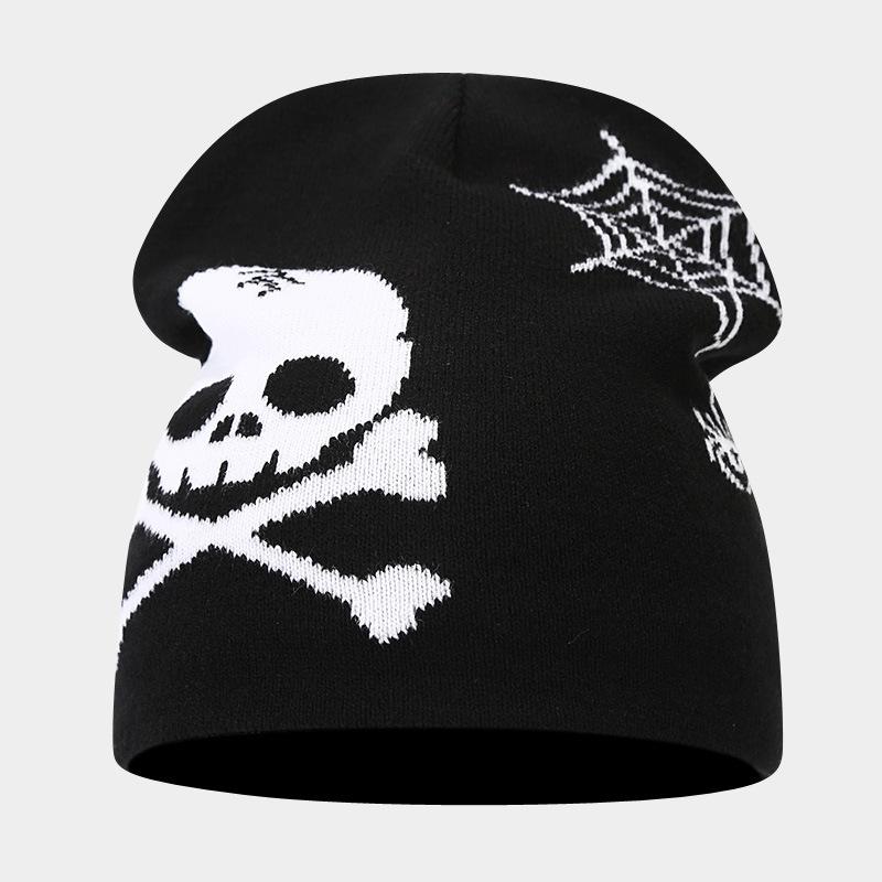 Autumn and Winter New Halloween Pumpkin Skull Jacquard Knitted Hat Festive Personality Funny Warm Wool Hat