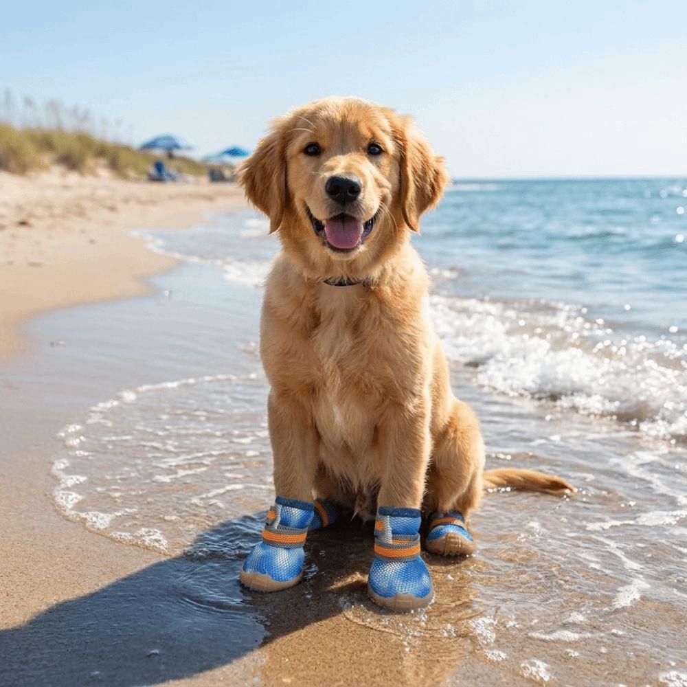 4 Pcs/set Wear Resistant Pet Net Boots Non-slip Dog Paw Protectors Dog Foot Covers  Outdoor Walking
