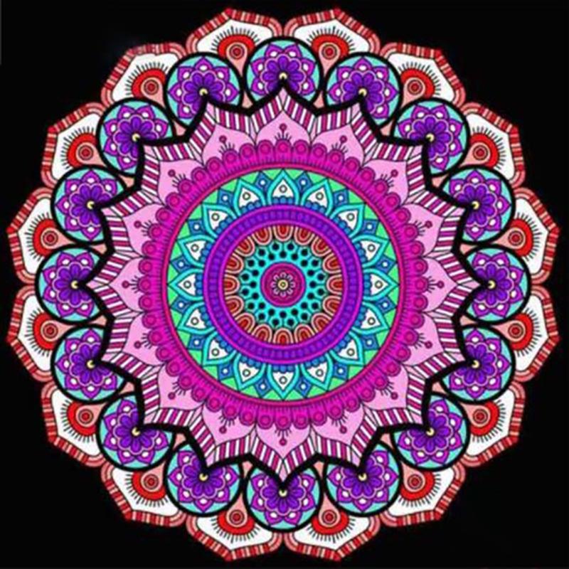 Full Round Drill Diamond Painting &quot;Religious Mandala&quot; DIY Picture of Rhinestone 5D Diamond Embroidery Cross Stitch Decor