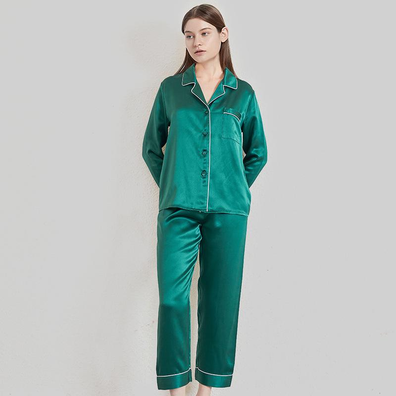 Butterfly Embroidery Silk Pajama Set - Women's Mulberry Silk Two-Piece for Spring/Summer