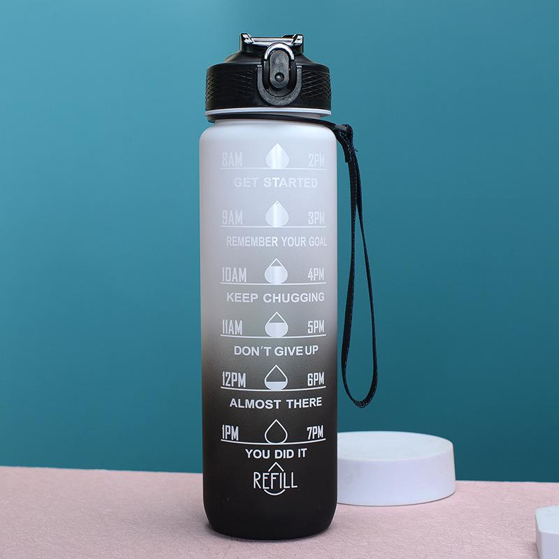 Gradient Plastic Sports Water Bottle with Bounce Lid - Large Capacity for Students & Outdoor Fitness