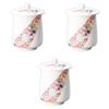 Setomonohonpo Set of 3 White Matte Yuzen Sushi Teacups with Lids X Ceramic Sushi Teacups (Setomonohonpo) [9 12cm, 300cc]
