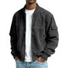 Men S Corduroy Flight Jacket Casual Stand Collar Long Sleeve Multi Pocket Solid Color