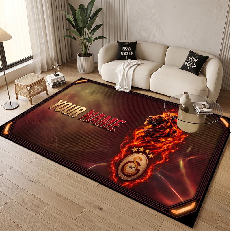 Personalized Crystal Velvet Carpet Galatasaray FC Pattern Non Slip Floor Rug
