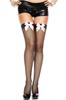 Black Stockings Fine Fishnet and Pink Satin Bows Mh4912 Bkp