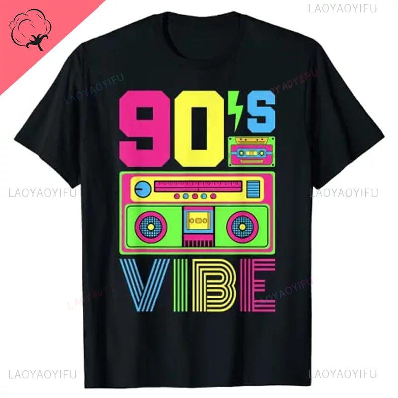 Vintage 90s Vibe 1990 Style Fashion 90 Theme Outfit Nineties Costume TShirt Funny Graphic Cotton Women Fashion Short Sleeve