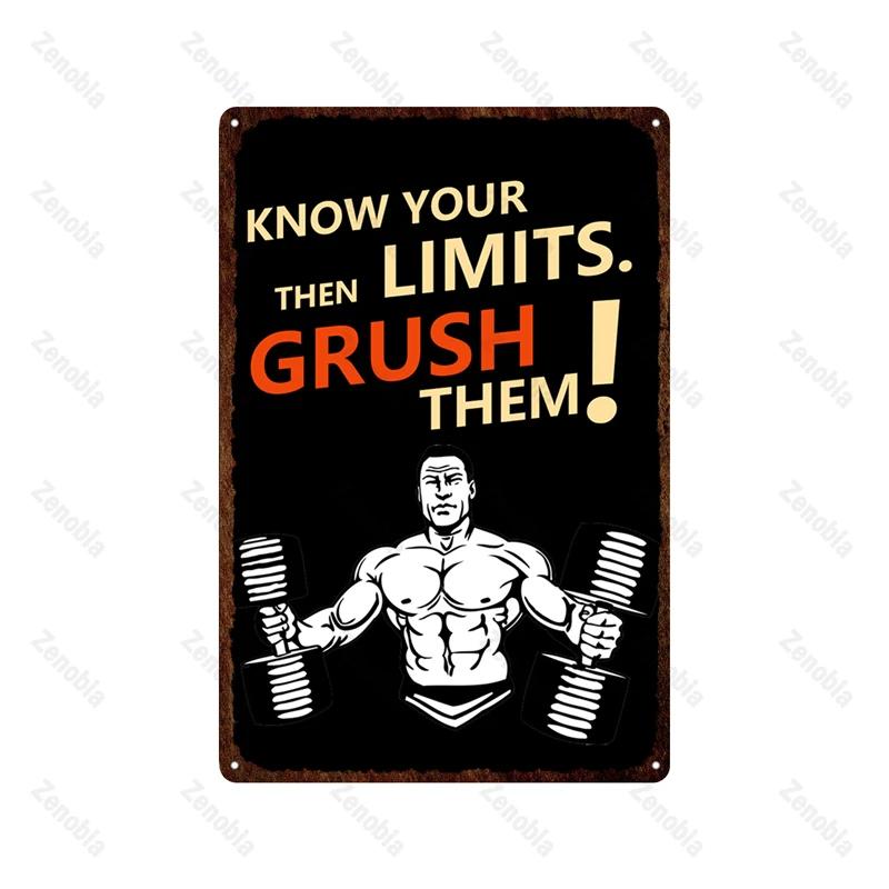 Trening Mięśni Fitness Metalowy Znak Podnoszenie Ciężarów Boks Sport Metalowa Tablica Tabliczki Sztuka Podnoś Ciężkie Blaszane Plakaty Siłownia Bar Wystrój Domu