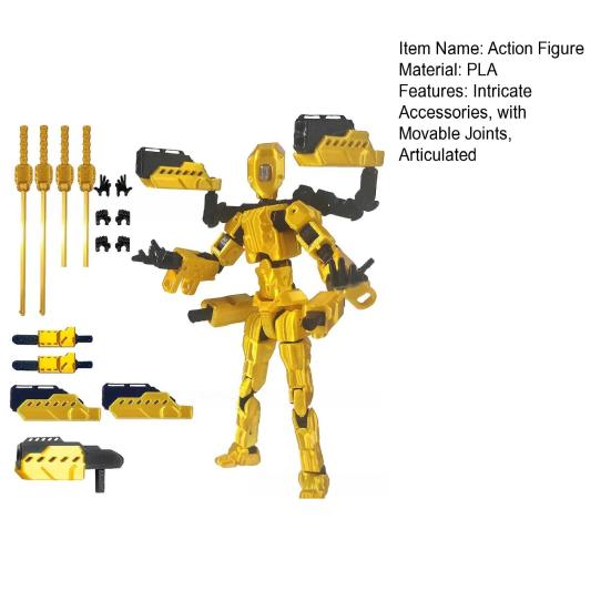 3D Printed Action Figure with Accessories Articulated Dummy Figurine with Movable Joints Desktop Decor Assembly Completed Action Figure Gift